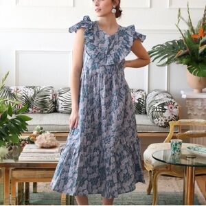 Mille Clementine Dress in Blue Pansy
